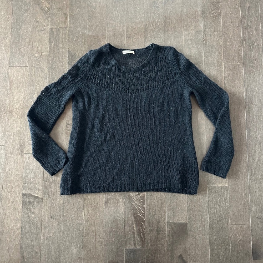 ULLA JOHNSON Open Knit Sweater Boho Luxury Feminine Wool Alpaca Black M‎